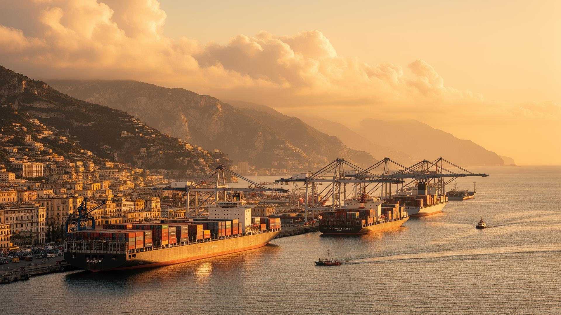 Port of Salerno at golden hour